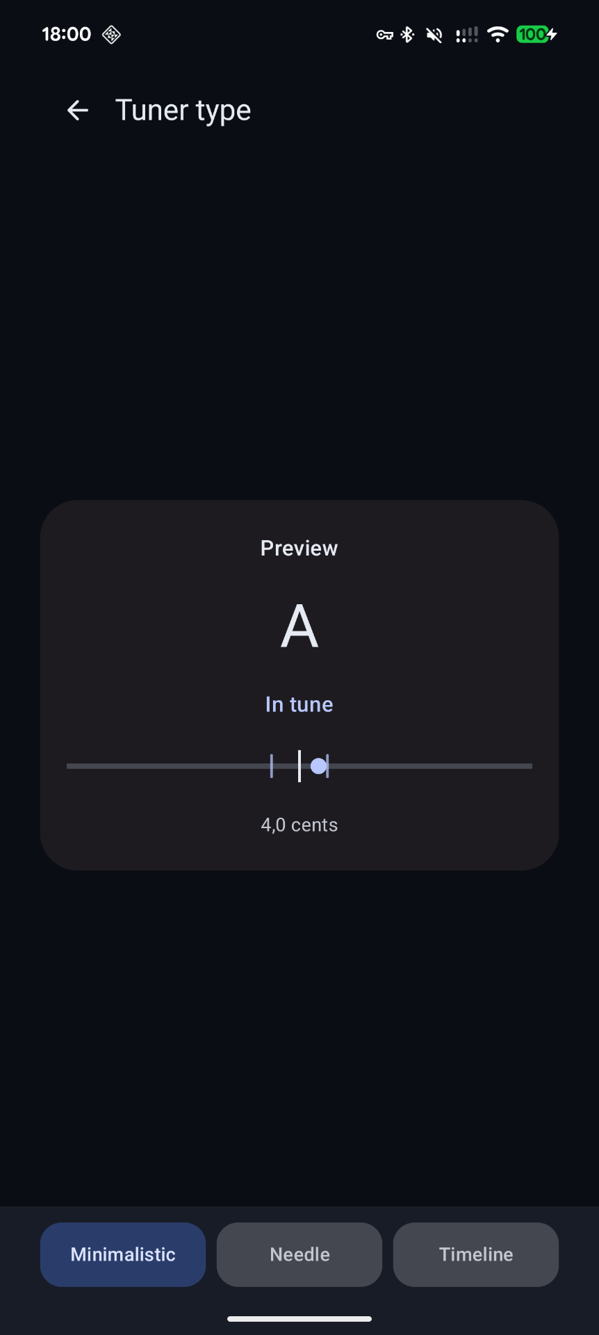 Minimalistic tuner type preview