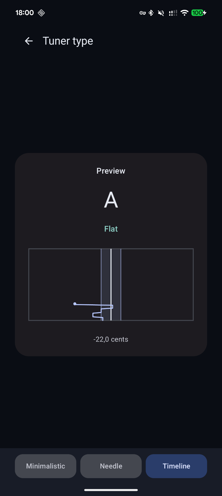 Timeline tuner type preview